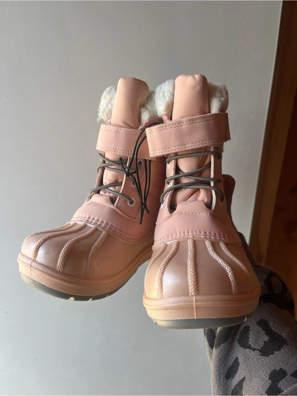 Cat & Jack Pink Kids Rain & Snow Boots with Faux Fur Cuff
